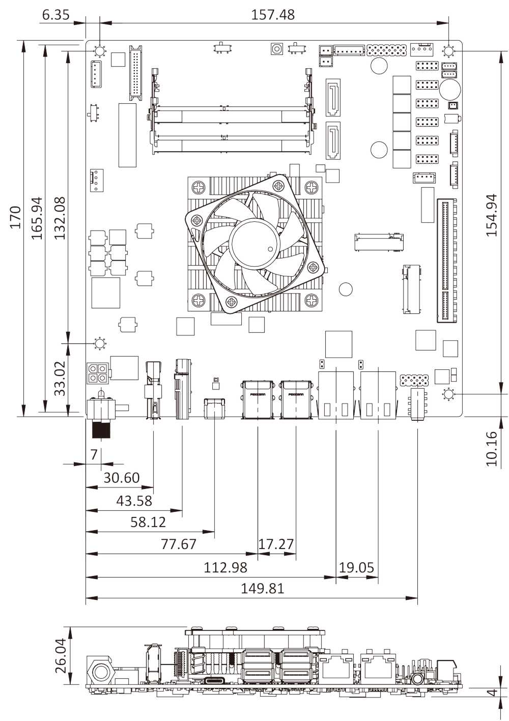 Mini-ITX SBC tKINO-ULT6-i3-R10 oben