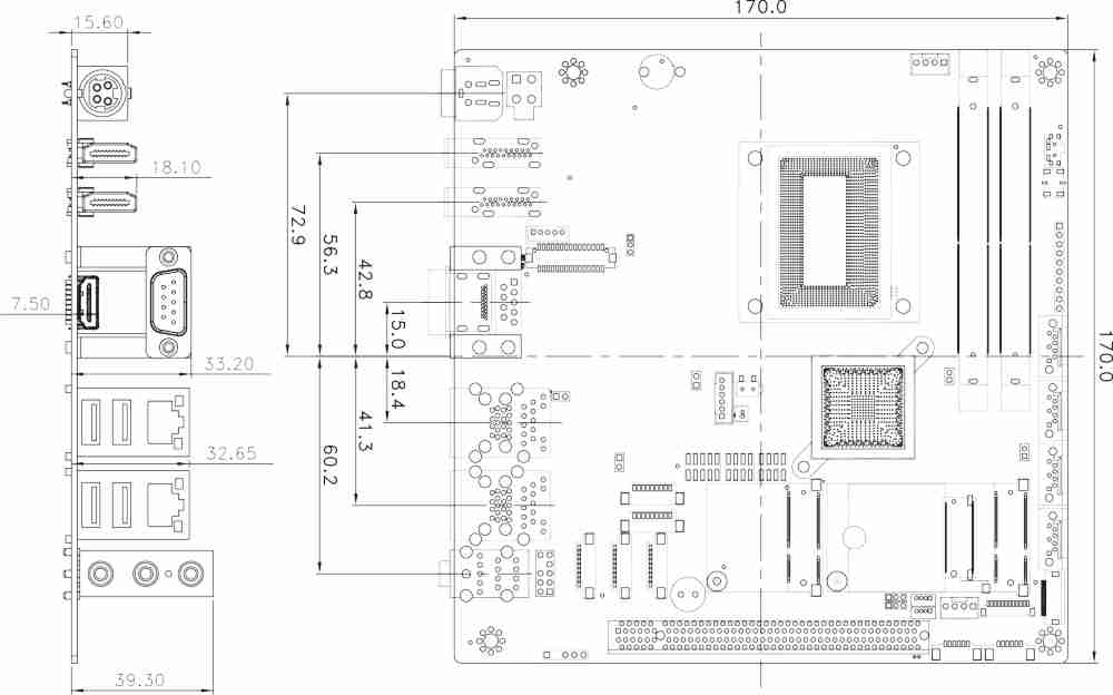 Mini-ITX SBC KINO-DQM170-i3E-R11 Top