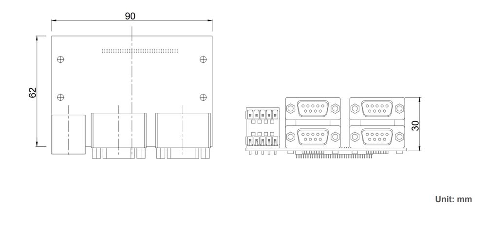 Box PC Modul-CMI-CD100/FB21 Skizze