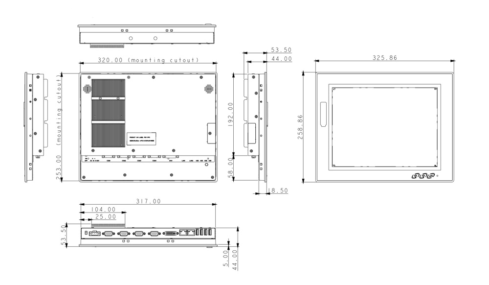 LYNC-712-4200G4 R1.0 Panel PC Skizze