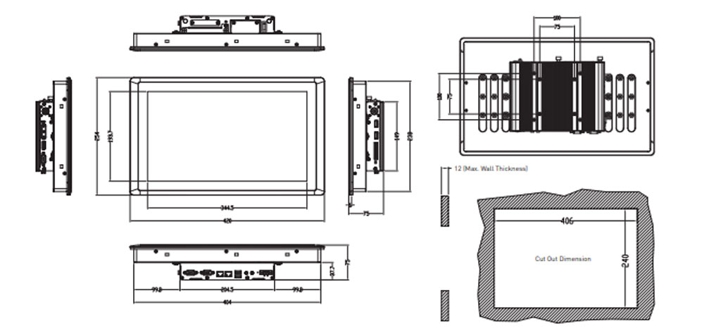 Panel PC CV-W115C-R10/P1001-R10 Skizze 1
