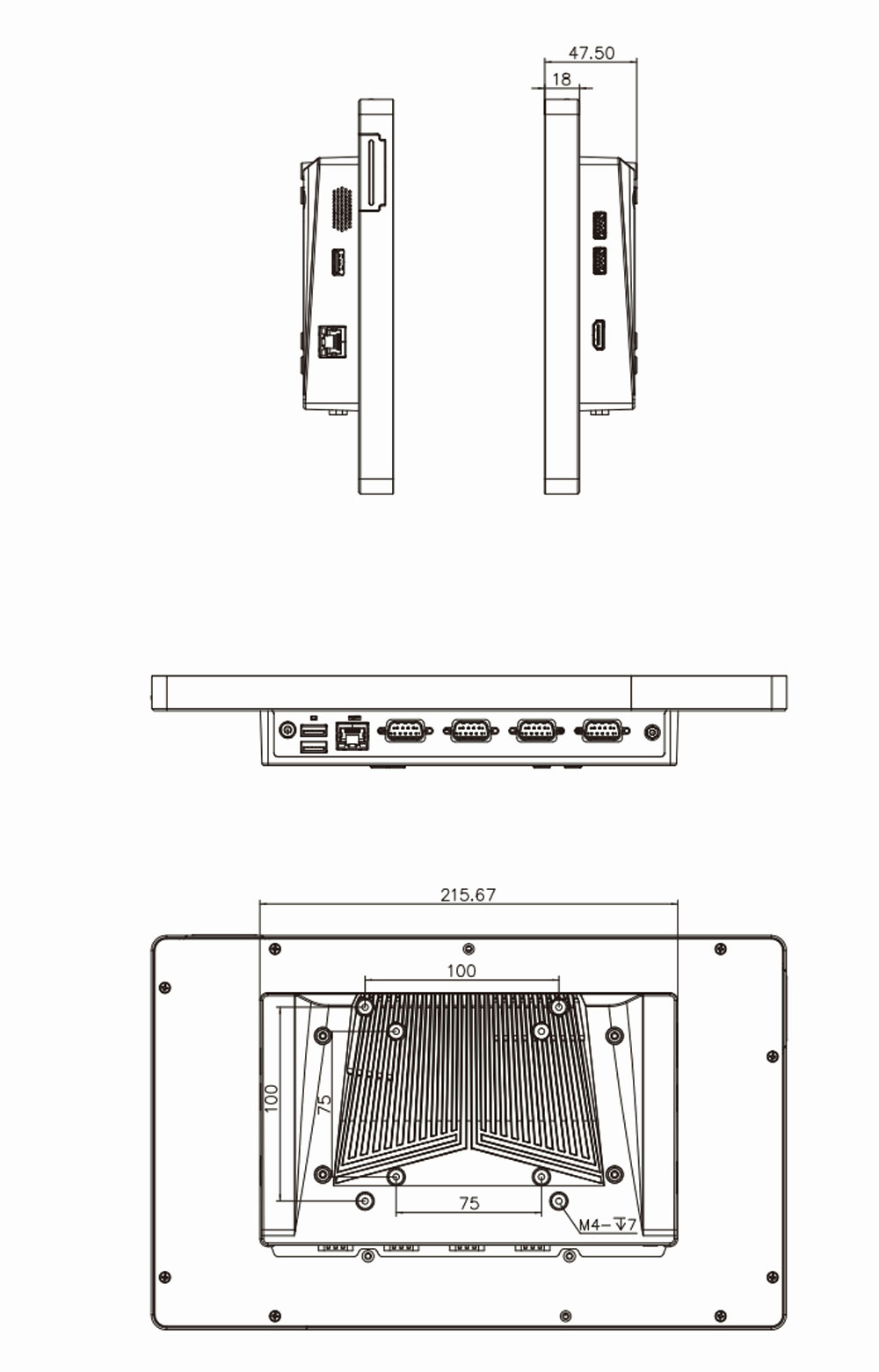 AFL4-W13-EHL-J1/8G-R10 Panel PC Skizze1