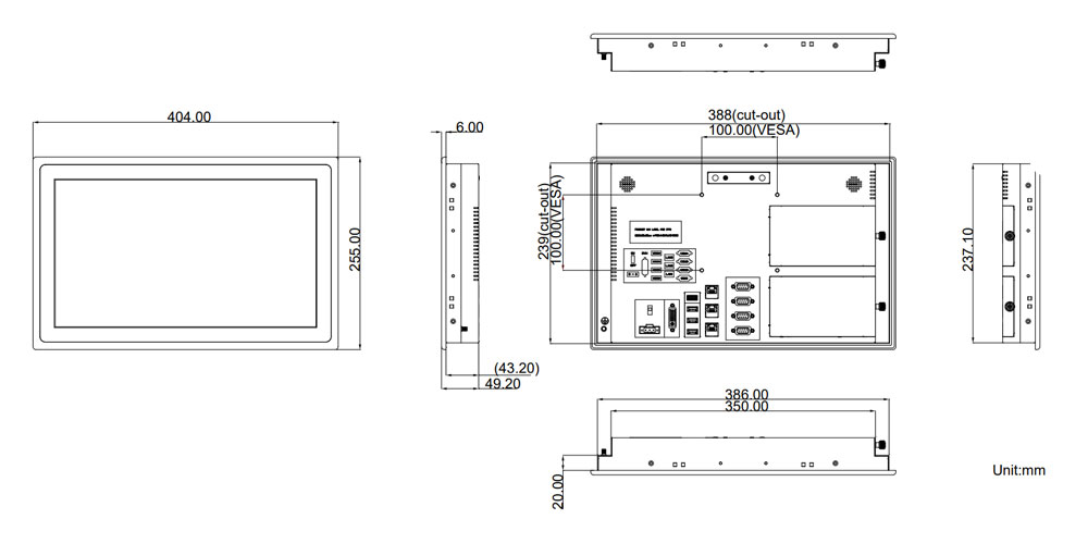 ASLAN-W715C-1900G4 R1.2 Panel PC Skizze