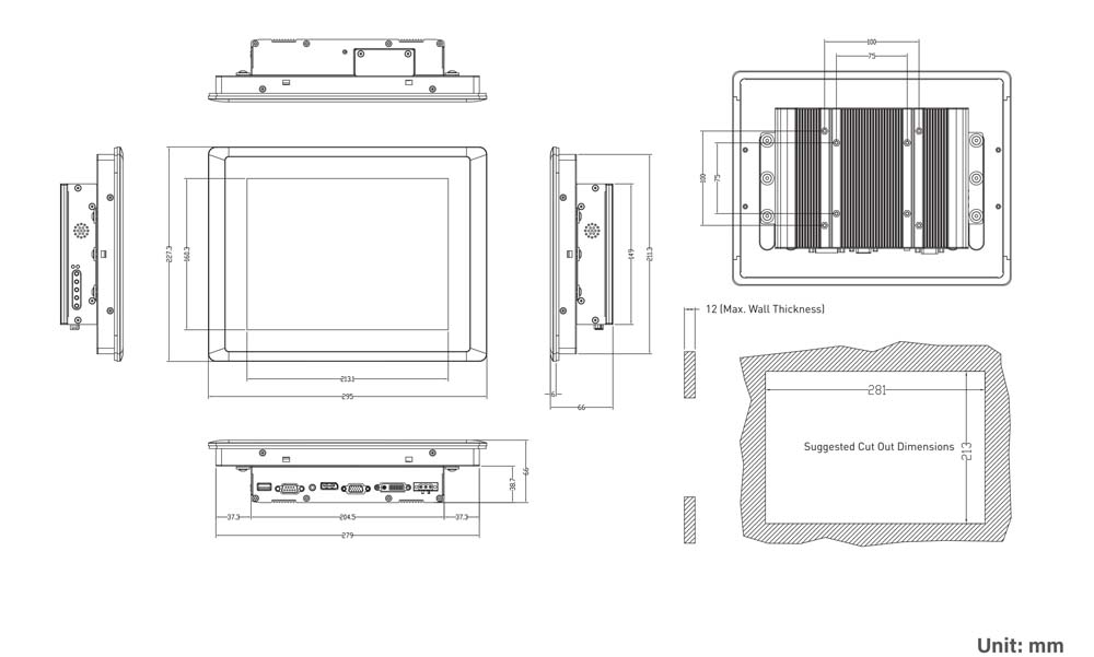 Panel PC CS-110HC-R10/M1001-R12 Skizze 2