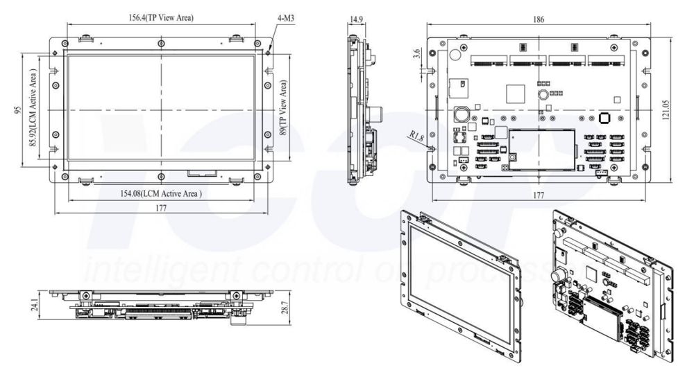 Einbau-Panel PC VOX-070-TS-EX2-V front