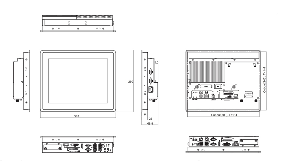 iTC-1121R Panel PC Skizze