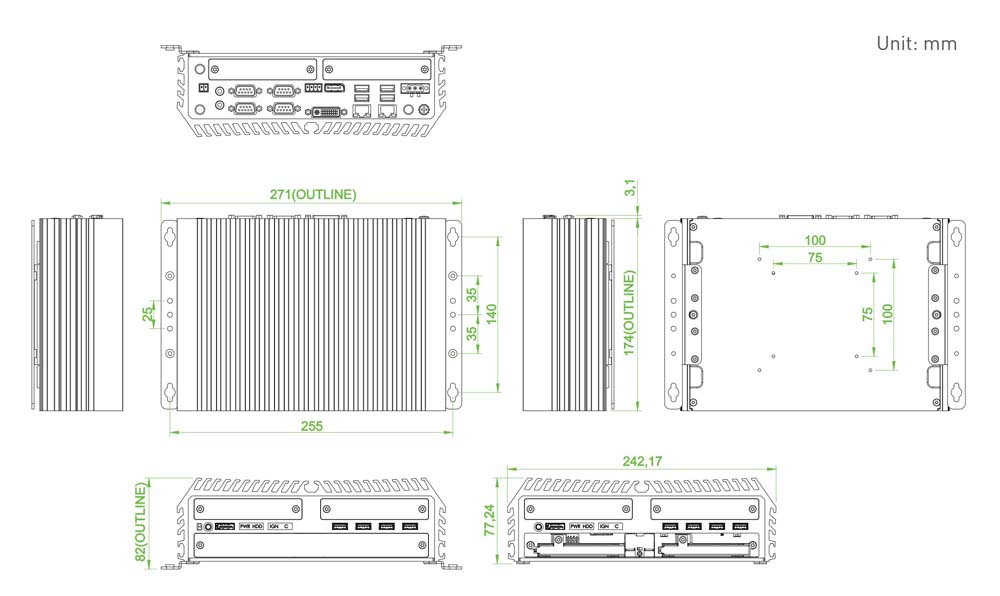 Embedded PC DX-1000-R11 Skizze 2