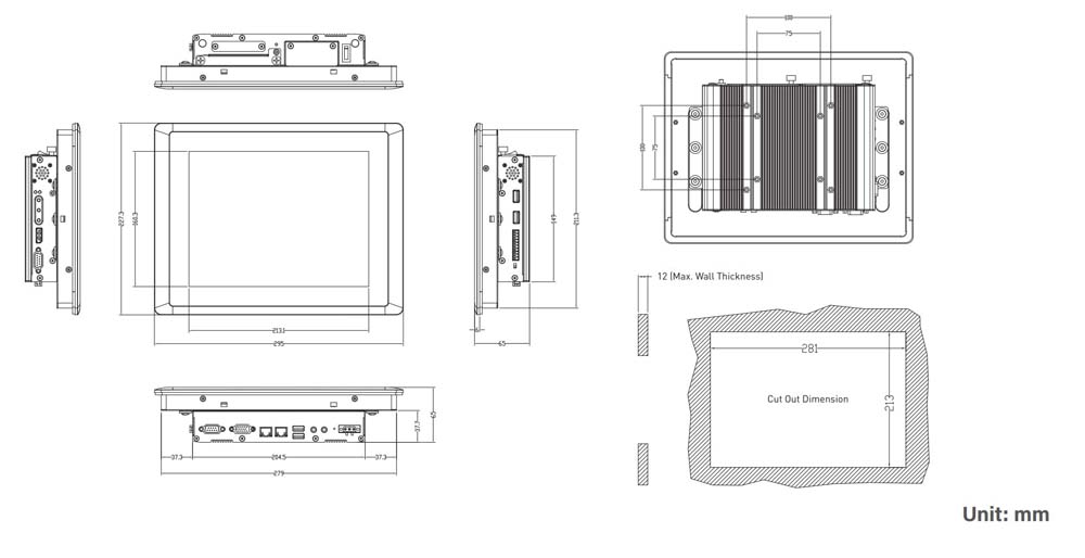 Panel PC CV-110C-R10/P1001-R10 Skizze 02