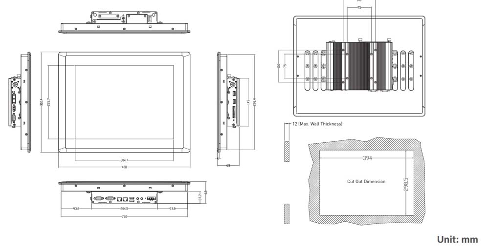 Panel PC CV-115C-R10/P1001-R10 Skizze 2
