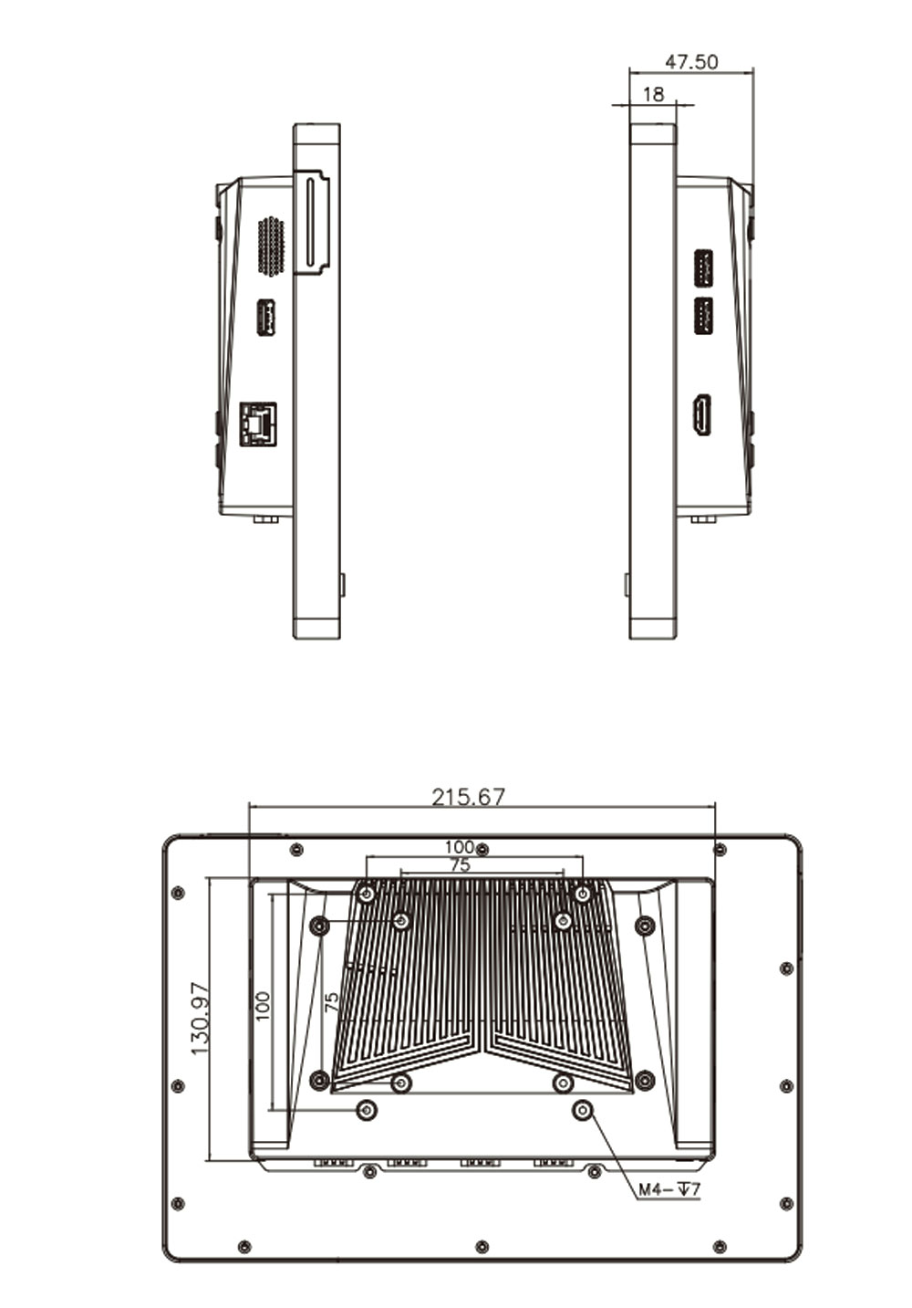 AFL4-W12-EHL-J1/8G-R10 Panel PC Skizze2