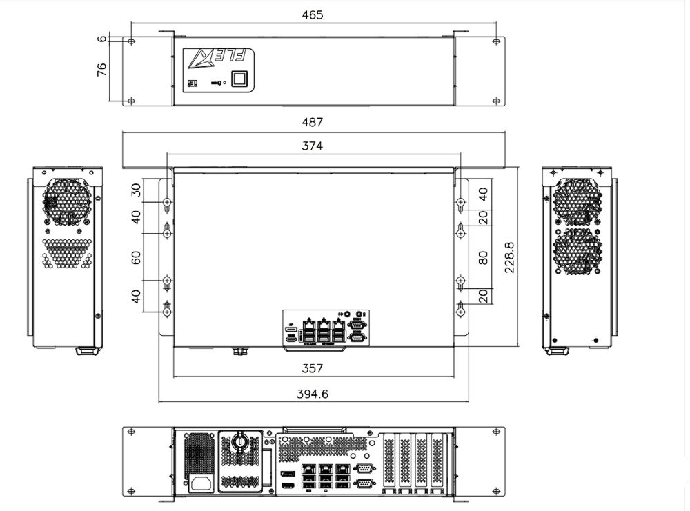 Box PC FLEX-BX210-Q470-i3C-R20 Skizze