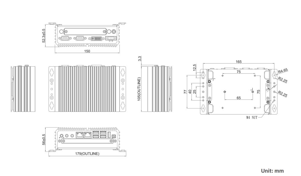 Embedded PC DA-1100-N42-R10 Skizze 02