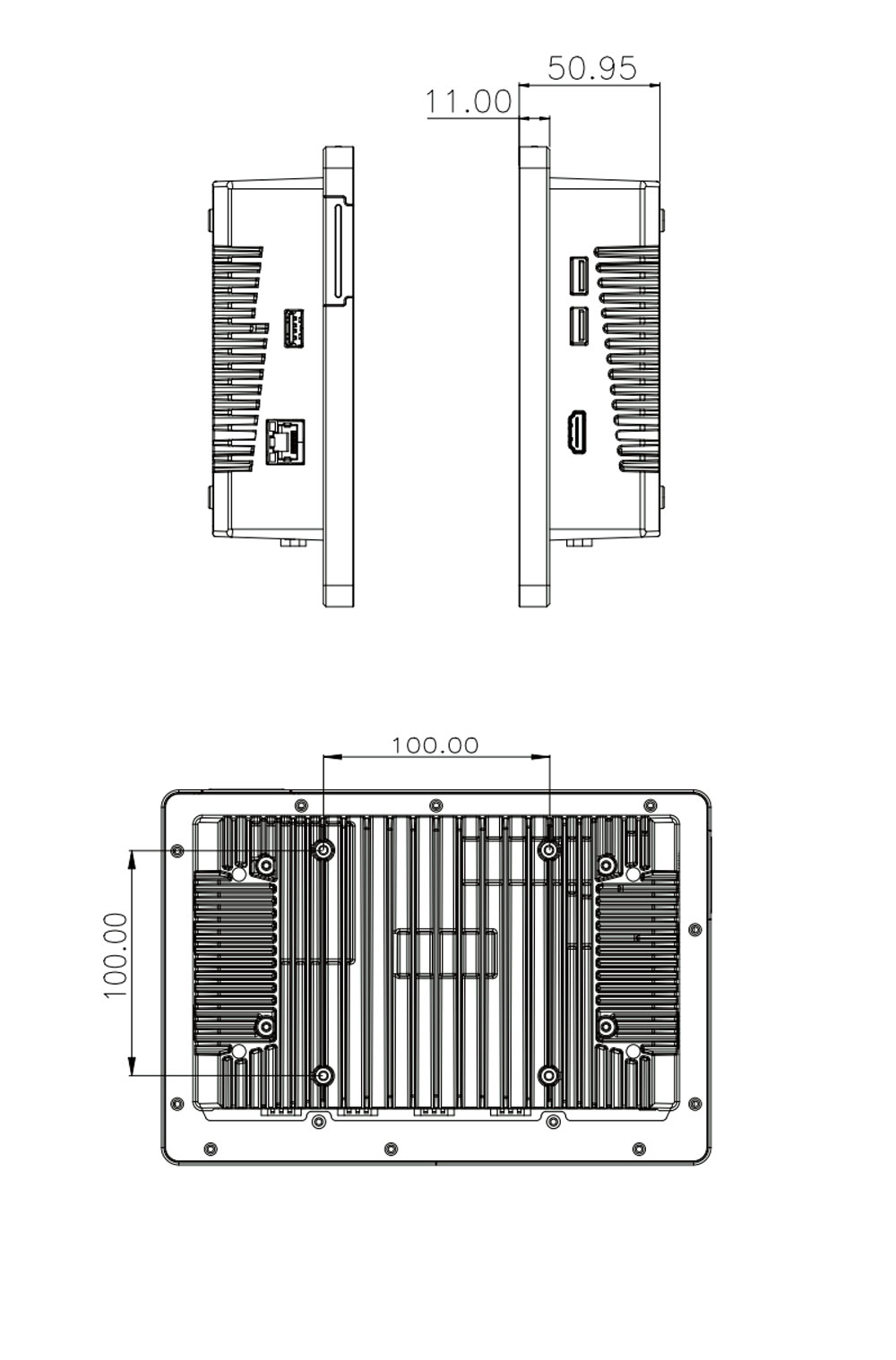 AFL4-W101-ADLP-i7/8G-R10 Panel PC Maße