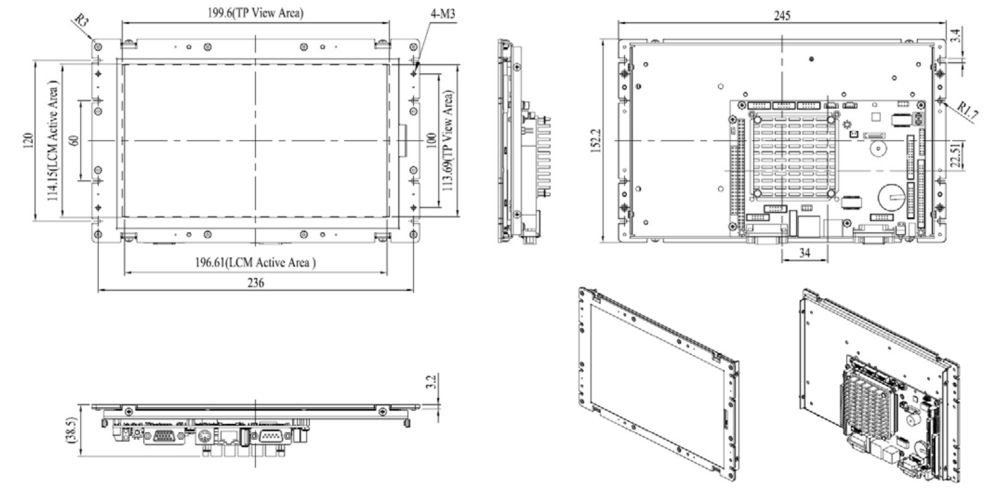 Einbau-Panel-PC VOX-090-TS-D3 front