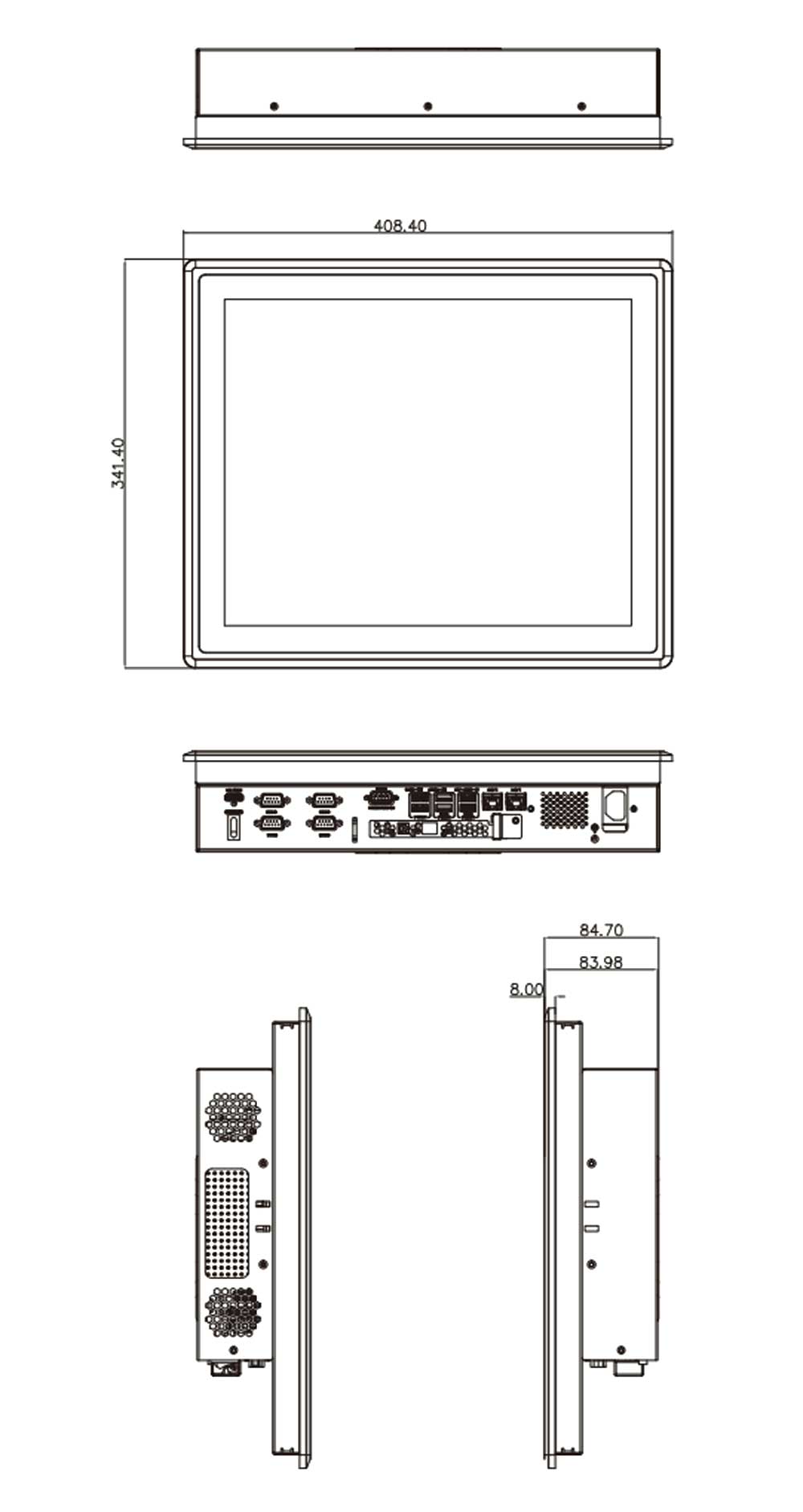 PPC2-C17-ADL-P/8G-R11 Panel PC Maße