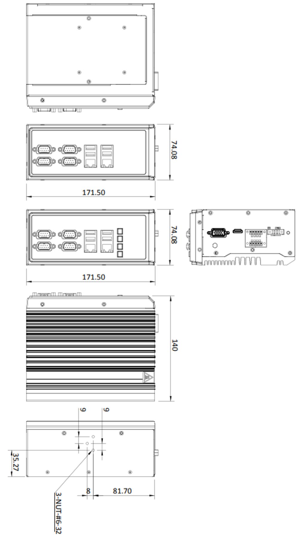 Box PC DRPC-120-QGW-E5-LED/4G-R10 Side