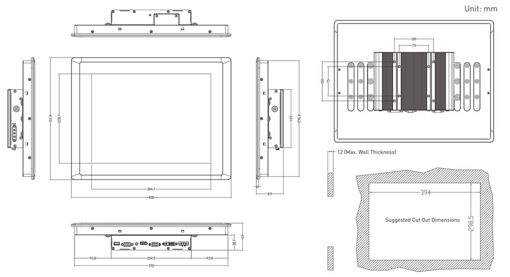 Panel PC CS-115C-R10/M1001-R12 Skizze 2