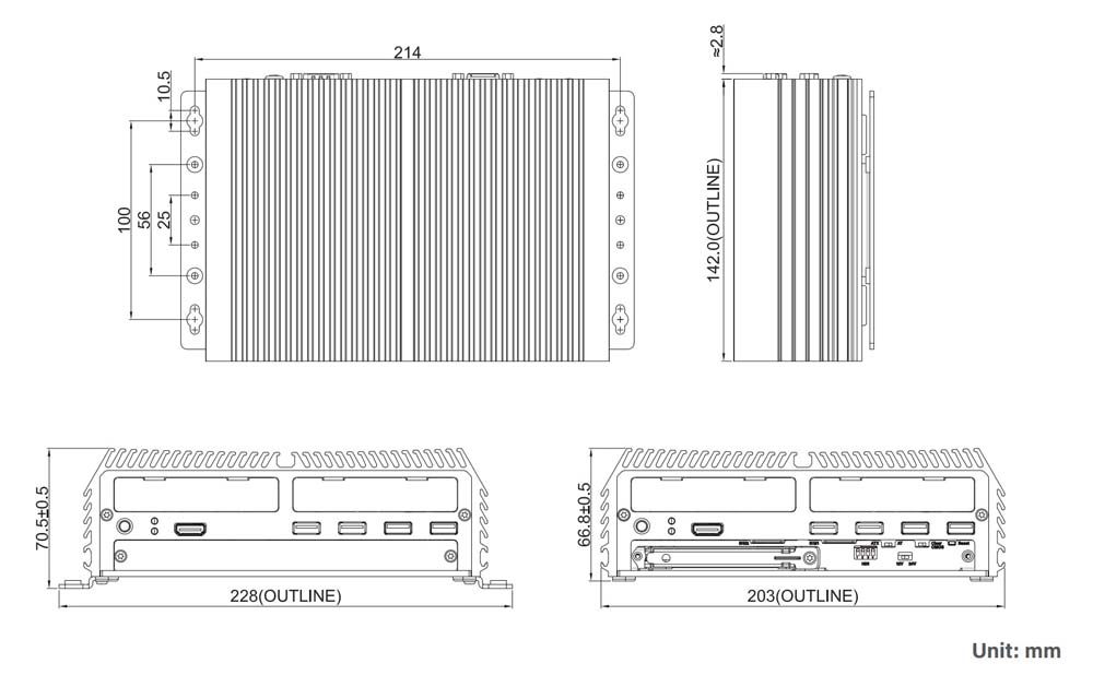 Embedded PC DI-1100-i3-R10 Skizze 2