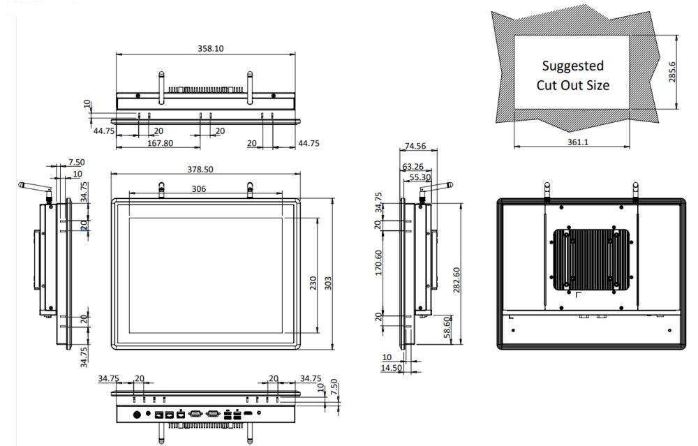 Panel PC PPC-F15D-ULT5-C/4G/PC-R10 Front