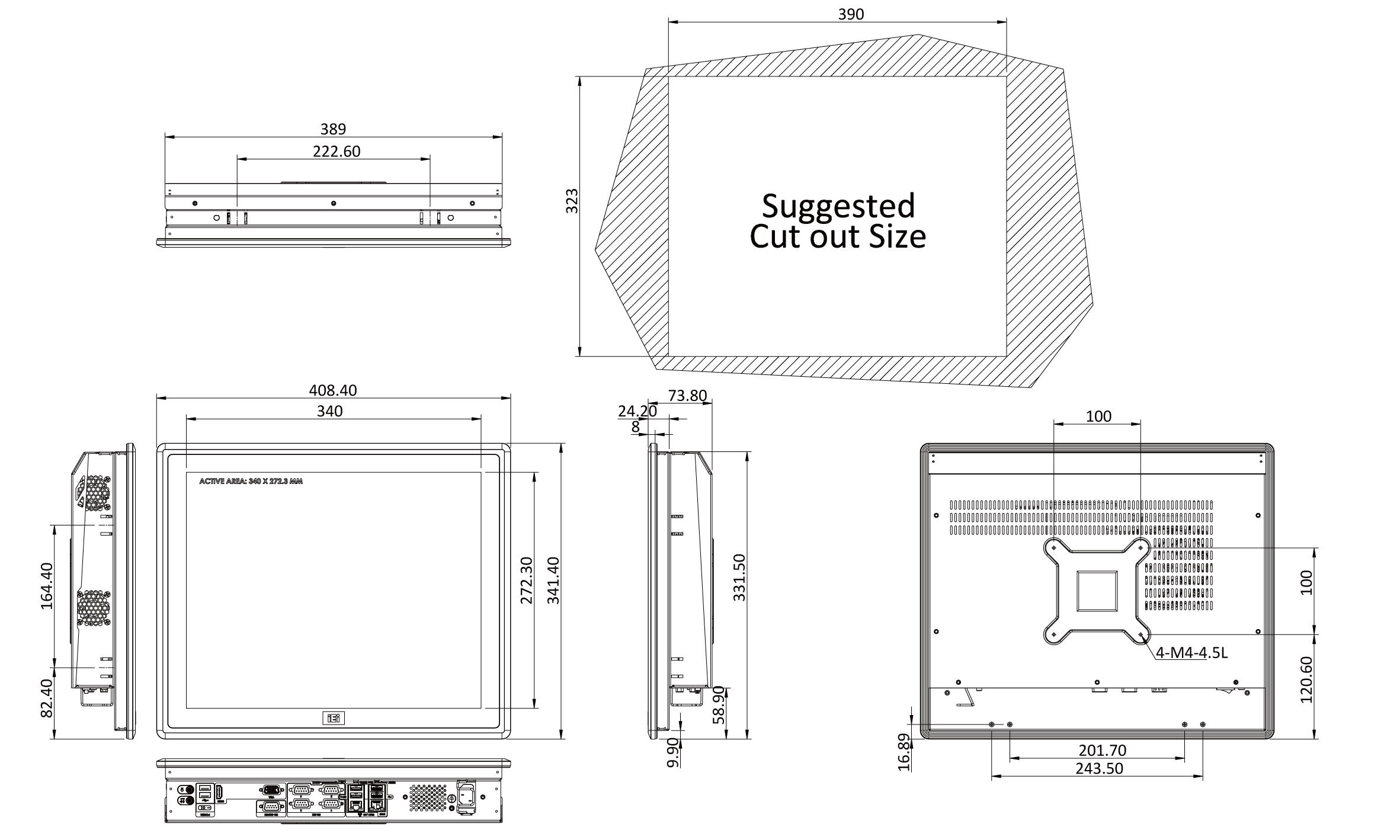 Panel PC PPC-F17AD-H81i/PC-R11 Skizze