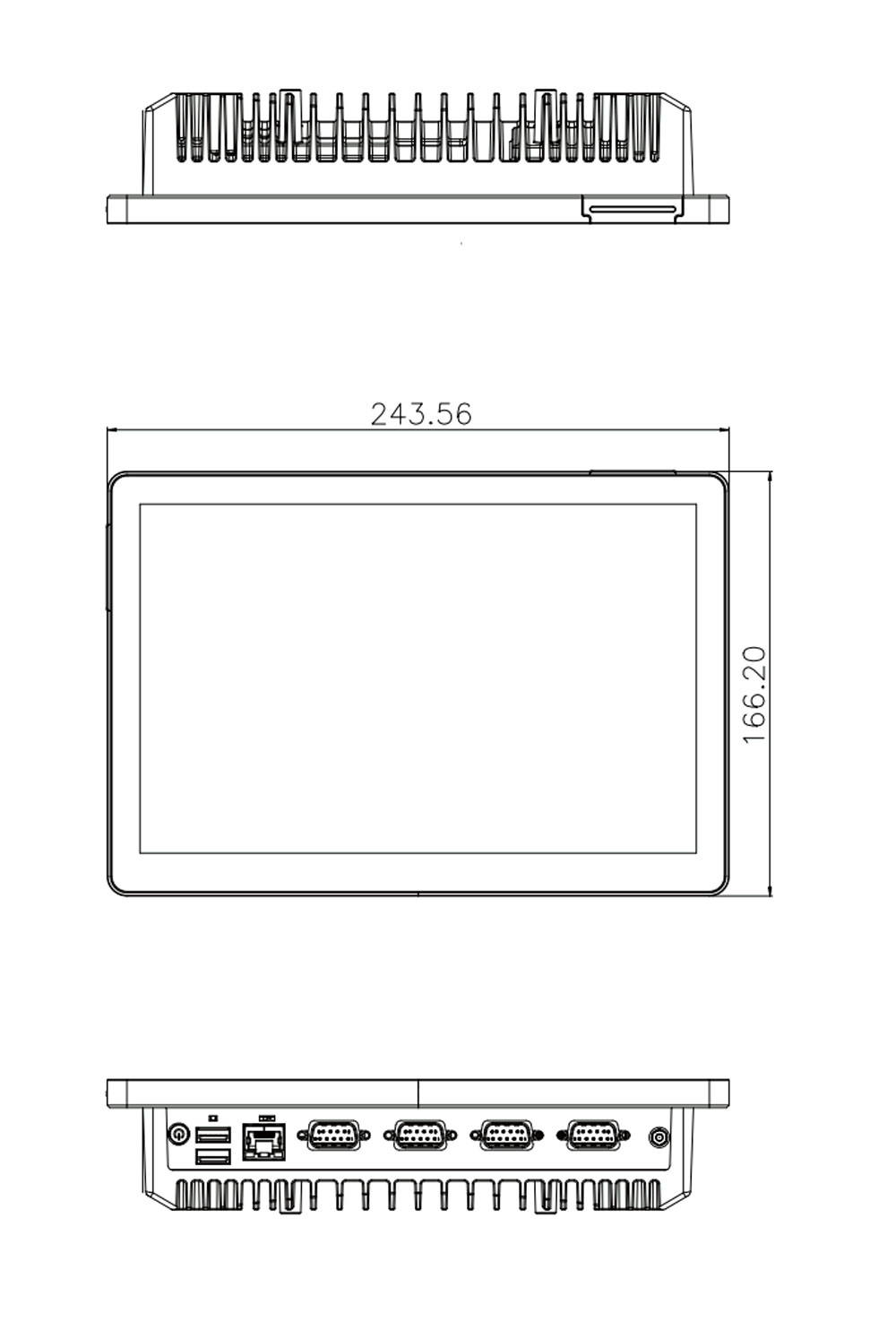 AFL4-W101-ADLP-i7/8G-R10 Panel PC Skizze