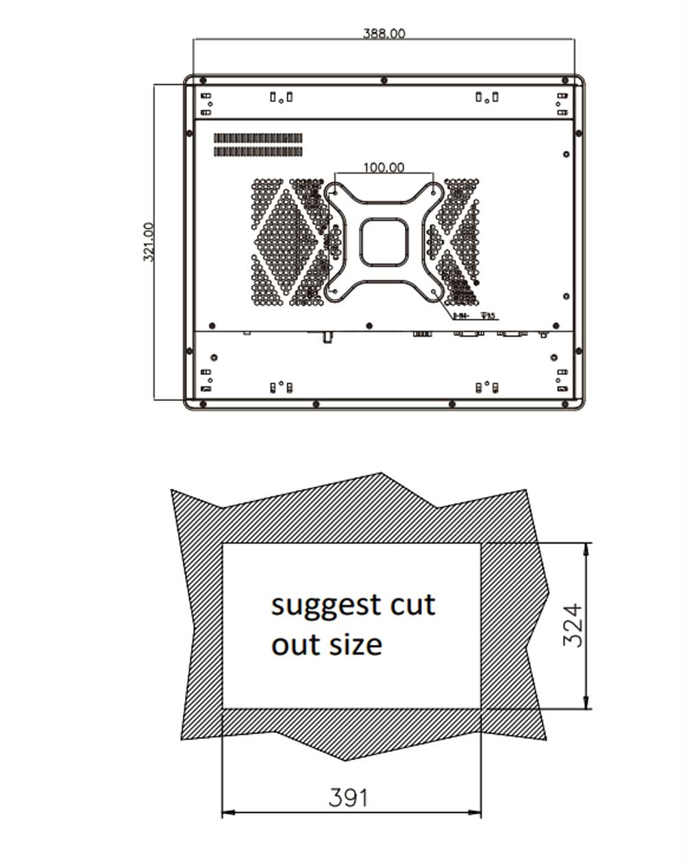 PPC2-C17-ADL-P/8G-R11 Panel PC Cut-out