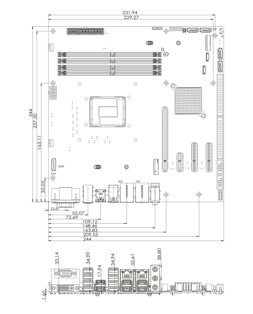 IMB-ADL-Q670-R10 Embedded Board Maße